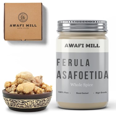AWAFI MILL Whole Ferula Asafoetida - Premium Quality - Authentic Flavor Enhancer - Aromatic Spice for Culinary Delights (Bottle of 50 gram / 1.7 Oz)