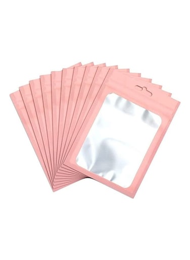 100-Piece Resealable Ziplock Pouch Mylar Foil Bags Pink/Silver 15x10.5cm