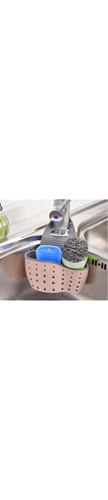 Luksyol Kitchen Sink Organizer: Telescopic Rack, Sponge Holder, Soap Dispenser Slot - Keep Your Sink Neat and Tidy (Pink)