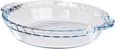 Medium Fluted Glass Pie Dish 1.3L Durable Heat-Resistant Bakeware   Transparent Oven-Safe Round Fluted Pie Pan for Baking Pies, Quiches, Tarts &amp; Desserts Microwave, Freezer &amp; Dishwasher Safe