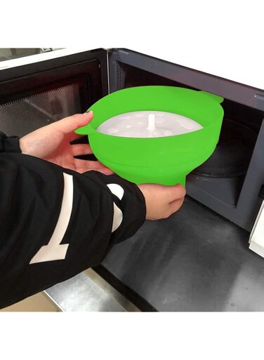 KASTWAVE Silicone Microwave Popcorn Popper with Lid for Home Microwave Popcorn Makers with Handles Collapsible Popcorn Bowl(Green)