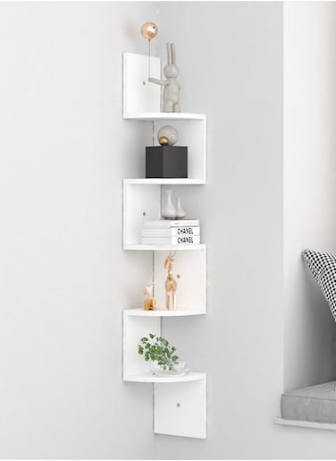 5 Layer Wall Mount Corner Shelf Wood Discplay Storage Shelves For Home Office Decor