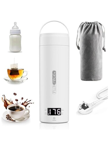 Portable Electric Kettle, 500ml Travel Electric Kettle For Coffee Milk Tea, Small Hot Water Boiler with 4 Temperature Settings, 304 Stainless Steel Kettle with Auto Shut-Off &amp; Boil Dry Protection