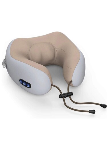 Travel Pillows For Sleeping Airplane, Portable Electric Neck Massager Soft Comfortable Breathable U-Shaped Memory Foam Massage Neck Pillow For Car Home And Office