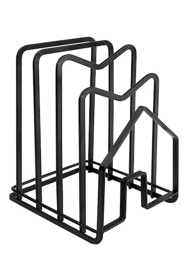 Cutting Board Rack Chopping Board Organizer Stand Holder Kitchen Countertop Pots Pan Lids Rack Organizer Flat Steel 21.5x14.5x12.5cm Black