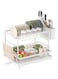 Dish Drying Rack, 2 Tier Dish Racks for Kitchen Counter, Large Dish Drying Rack with Drainboard &amp; Utensil Holders, Rust-Proof Dish Drainers,Kitchen Organization