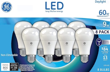 GE Eiselen GE 60W 60 واط بديل مصابيح LED النهارية عبوة من 8 قطع