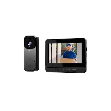 Smart Video Doorbell with LCD Display, People Recognition, Night Vision Camera, Black