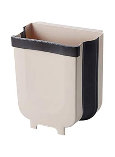 JMWJD Folding Waste Bin Kitchen Garbage Bin Car Trash Can Wall Mounted Garbage Trash Bags Holder Collapsible Toilet Storage Bucket (Color : Coffee)