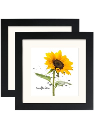 AVEAX 6x6 black Square Picture Frames Set of 2 Classic Natural Wood Photo Frame for Wall or Tabletop Display