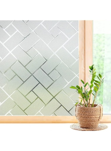 Aputue Privacy Window Film, Non-Adhesive Static Cling Frosted Glass Window Film, UV Blocking Heat Control Window Privacy Film, Window Frosting Film for Home Office Bathroom, 45x200cm