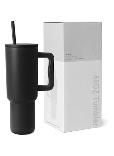 40 oz Tumbler with Handle and Straw   100% Leakproof Insulated Tumbler with Lid and Straw   Made of Stainless Steel,for Water, Iced Tea or Coffee  Cup Holder Friendly Base   40oz (Black)