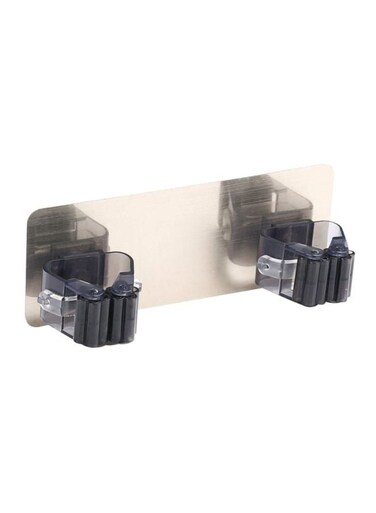 Wall Mounted Mop Rack Silver/Black 18x7x5cm