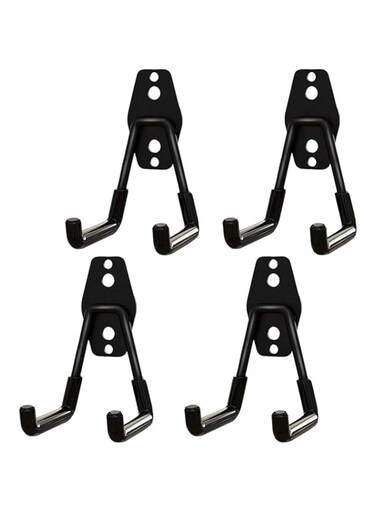 Aputue Garage Hooks, 4 Packs Black Garage Storage Hooks Wall Mount, Garden Yard Tool Organizer for Garage, Garden Small U Hooks, Heavy Duty Steel Utility Hooks with Anti-Slip Coating