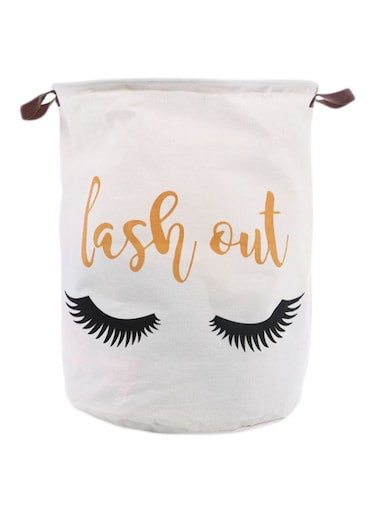 Printed Rounded Storage Basket White/Black/Orange 40x50centimeter