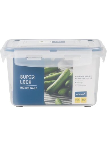 Cleany Genie Microneware Superlock Rectangle Storage Box 1500ml   Airtight Plastic Food Container With Lid