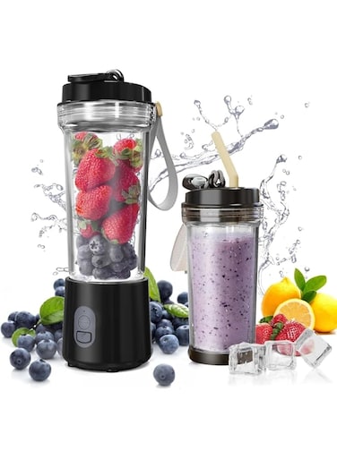 XVersion Portable Blender 500ML, Smoothie Blender, Portable Juicer Blender Smoothie Maker, Mini blender for Office,Gym,Outdoor,Home,Travel,Baby Food Blender (Black)