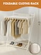 Foldable Clothes Drying Stand Heavy Duty Metal Garment Rack with Shoe Shelf, Portable Clothing Rack Stand for Bedroom &amp; Laundry, Space-Saving, Clothes Hanger Stand Drying Rack