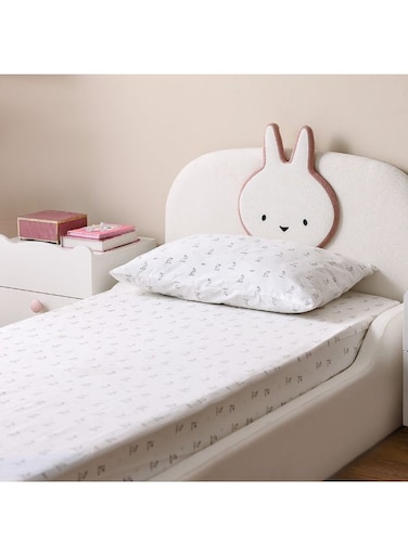 HOME Dreamz Bunny Cotton Digital Printed Fitted Sheet with Pillow Case - 120x200+25 cm   Soft Multi Color Bedding   Ideal For Kids &amp; Nursery   Durable &amp; Stylish
