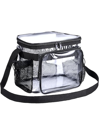 ANTOLE Clear Lunch Bag, Durable PVC Plastic See Through Lunch Bag with Adjustable Shoulder Strap Handle for Women,Office,School Picnic