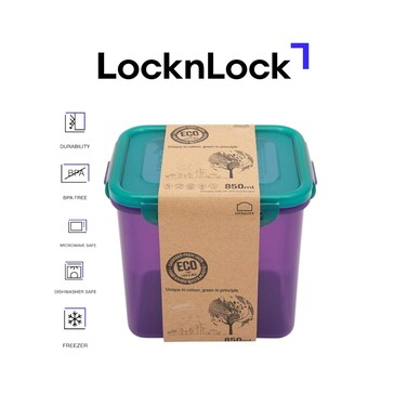 LocknLock Eco-Friendly 850ml Airtight Rectangular Food Container &ndash; Leak-Proof, Microwave, Freezer &amp; Dishwasher Safe &ndash; Assorted Color