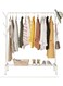 Clothes Rack, Clothing Garment Rack Metal Double Rail Hanging Clothes Storage Shelf for Boxes Shoes Boots Commercial Grade Multi-Purpose Entryway Shelving Unit for Home Office Bedroom