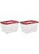 Cosmoplast 33L Clear Plastic Storage Box with Wheels &amp; Lockable Lid Set of 2