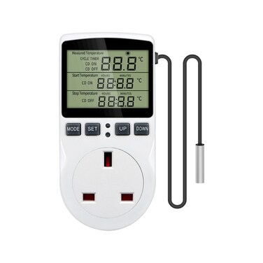 Intelligent Digital Thermostat Countdown Temperature Control Switch Socket Timing Temperature Controller &ndash; UK Plug