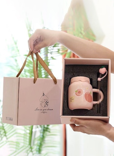 Ceramic Coffee Mug,Cute Creative Mug Design,Milk Mug with Spoon,Suitable for Office and Home
