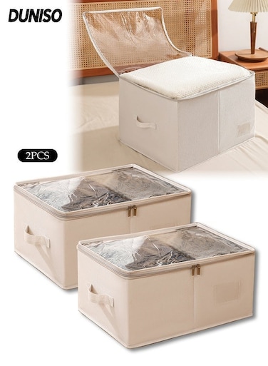 2Pcs Wardrobe Clothes Organizer,Foldable Visible Drawer Closet Organizers,Stackable Clothing Storage Bins,with Clear Window and Handle,Moisture and Mold Proof,for Jeans, Shirts, Underwear,Pants,40*30*20CM