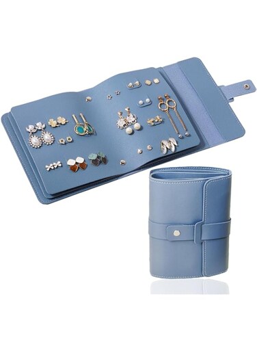 BIGTHREE Earring Holder Organizer, Little Book of Earrings with Foldable Book Design, Portable Earring Holder Case, PU Jewellery Travel Pouch for Necklaces, Bracelets, Earring Storage