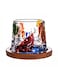 crystal cup, rotating crystal cup with creative wooden coaster, can be used to hold water, juice and drinks (tree grain contrast color)