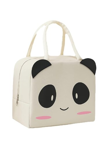 Parlberd Panda Lunch Bag for Boys and Girls Kids, Insulated Lunch Box, Unisex, White
