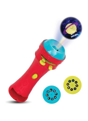 B. toys &ndash; Projector Flashlight &ndash; 2 Image Reels &ndash; Planet &amp; Alien Projections &ndash; Space Toys for Kids &ndash; 4 Years + &ndash; Light Me To The Moon - Red