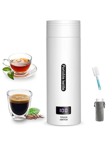 Portable Electric Kettle, Travel Kettle for Boiling Water, 500ml Tea Kettle with 4 Variable Presets, 304 Stainless Steel water heater kettle for Making Tea Coffee Milk