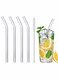 4 Pcs Reusable Bent Glass Drinking Straws With Cleaning Brushes