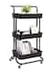 3-Tier Rolling Utility Storage Stand Movable Rolling Cart Large Capacity Storage Holder Craft Cart Multipurpose Organizer Shelf With Handles And Lockable Wheels for Kitchen,Bathroom,Living Room