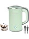 KASTWAVE Small Electric Kettle, 600W Mini Portable Tea Kettle, Stainless Steel Interior Hot Water Boiler, Auto Shut-Off &amp; No Base, Gift for Travel, Camping, Office, Student Dormitory (Green, 0.8L)