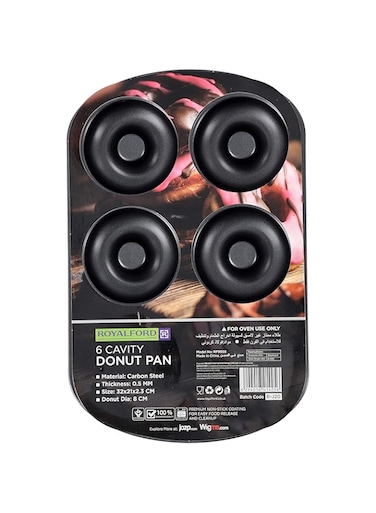 Royalford 6 Cavity Donut Pan, Dark Grey 1X24, RF9903