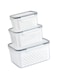 Cryfokt Drain Storage Basket Box, 3pcs Multipurpose Space Saving Fruit Vegetable Storage Container Transparent Easy Storage for Fridge