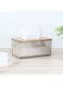 Home Aaron Tissue Box with Bamboo Lid - Stylish 21x13x10 cm Tissue Holder for Home &amp; Office - Eco-Friendly Bamboo Design, Ideal for Houseware &amp; Organization