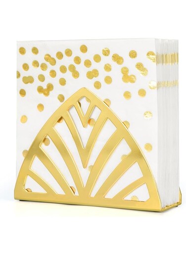 Azonee Napkin Holder for Table Decor, Gold Metal Napkin Holder for Dining Table, Kitchen Countertop, Paper Organizer, Farmhouse Tissue Holder, Decorative Tissue Dispenser