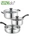 3PCS Pots and Pans Set Stock pots Milk Pots and Saucepans with Lids Thickened Stainless Steel Material Cookware Set