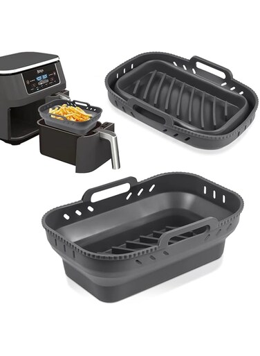 TERRIFI Foldable Silicone Liner,Reusable Silicone Air Fryer Pot Heat Resistant,Non-Stick Air Fryer Replacement Basket for Air Fryer Oven Home Kitchen