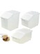 Premify Rice Storage Containers 3pcs Set (5kg, 10kg, 15kg) - Food Storage Container with Lid, BPA Free Plastic Large Cereal Sotrage Box, Kitchen Multifunctional Container with Measuring Cup