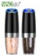 2PCS Gravity Electric Pepper Grinder or Salt Grinder Mill White Light Battery Operated Automatic Pepper Mill with Light Adjustable Coarseness