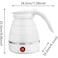 Portable Collapsible Electric Kettle - 600ml Foldable Travel Water Boiler for Camping &amp; Home - White

