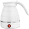 Portable Collapsible Electric Kettle - 600ml Foldable Travel Water Boiler for Camping &amp; Home - White

