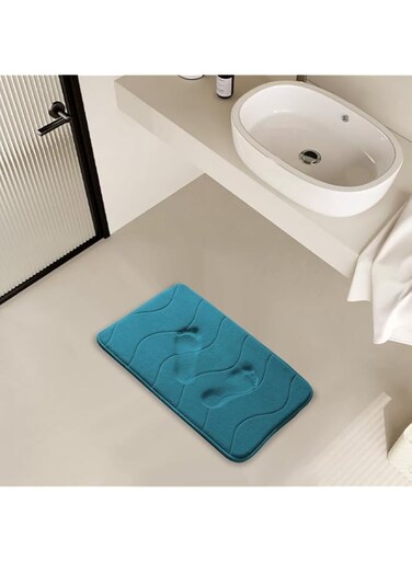 Turquoize Memory Foam Bath Mat Bathroom Rug Flannel Velvety Bath Mat Non Slip Absorbent Rugs for Bathroom/Bedroom Easier to Dry and Extra Soft, Machine Washable,43x61cm,Dark Teal