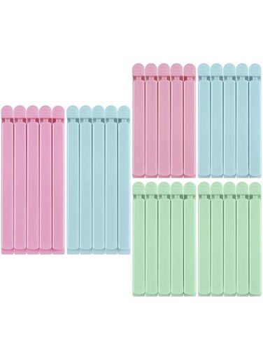AUAUY 30pcs Bag Clips for Food Storage, Sturdy Food Clips, Reusable Plastic Sealing Bag Clips, Food Bag Clips in 2 Sizes (5.9'',4.72'') &amp; 3 Colors for Keeping Food Fresh, Sealing Packets, Freezer Bags
